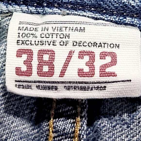 Urban Pipeline Relaxed Bootcut Jean Men 38x32 Blue Western Distressed Denim READ - Picture 3 of 12